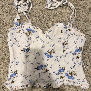 Astr White Cream Bustier Ruffled Camisole